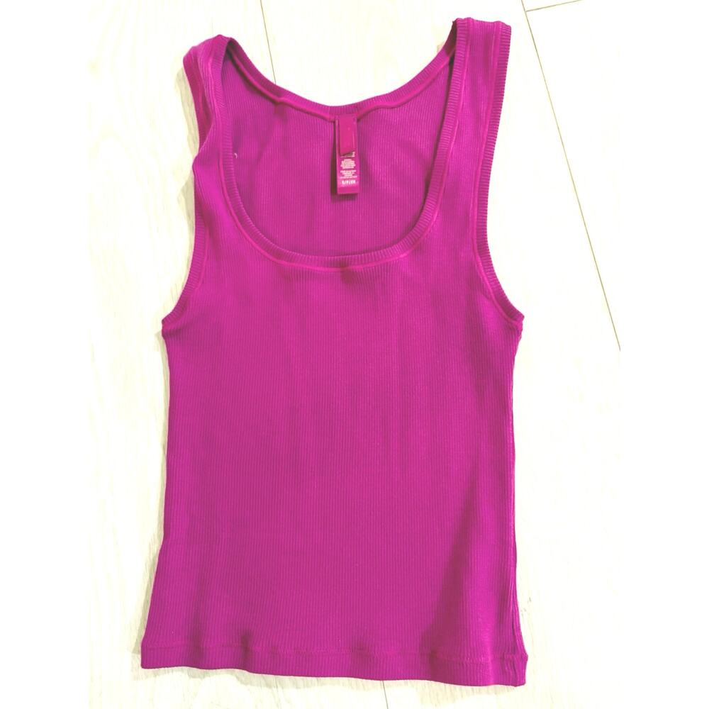 SKIMS Magenta Ribbed Tank Top